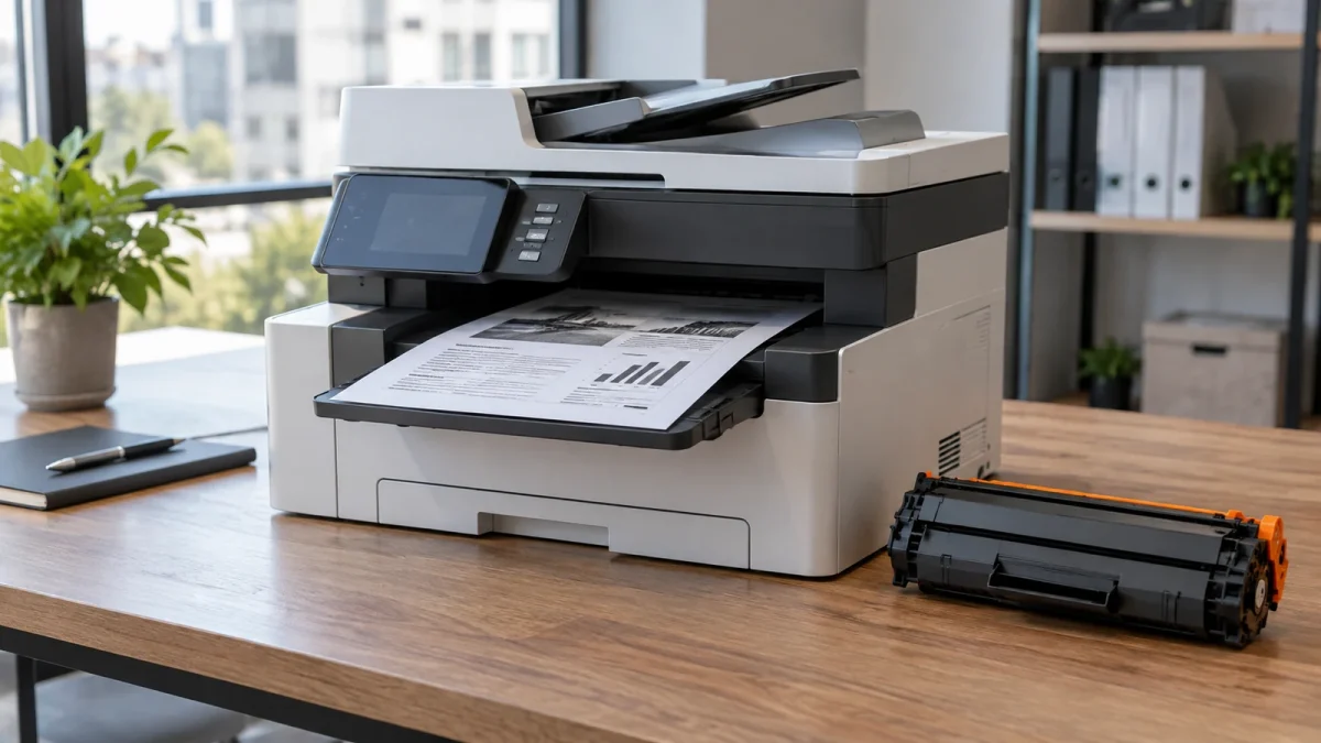 Illustration : Imprimante multifonction dans un bureau