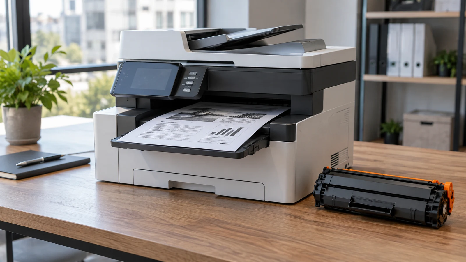 Illustration : Imprimante multifonction dans un bureau