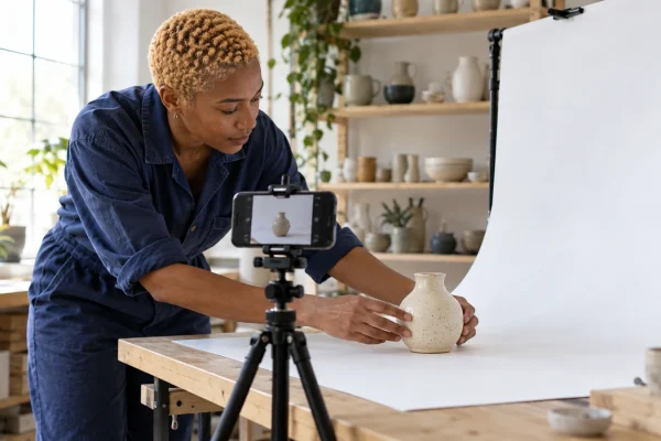 Illustration : Photographie d’un produit au smartphone sur trépied