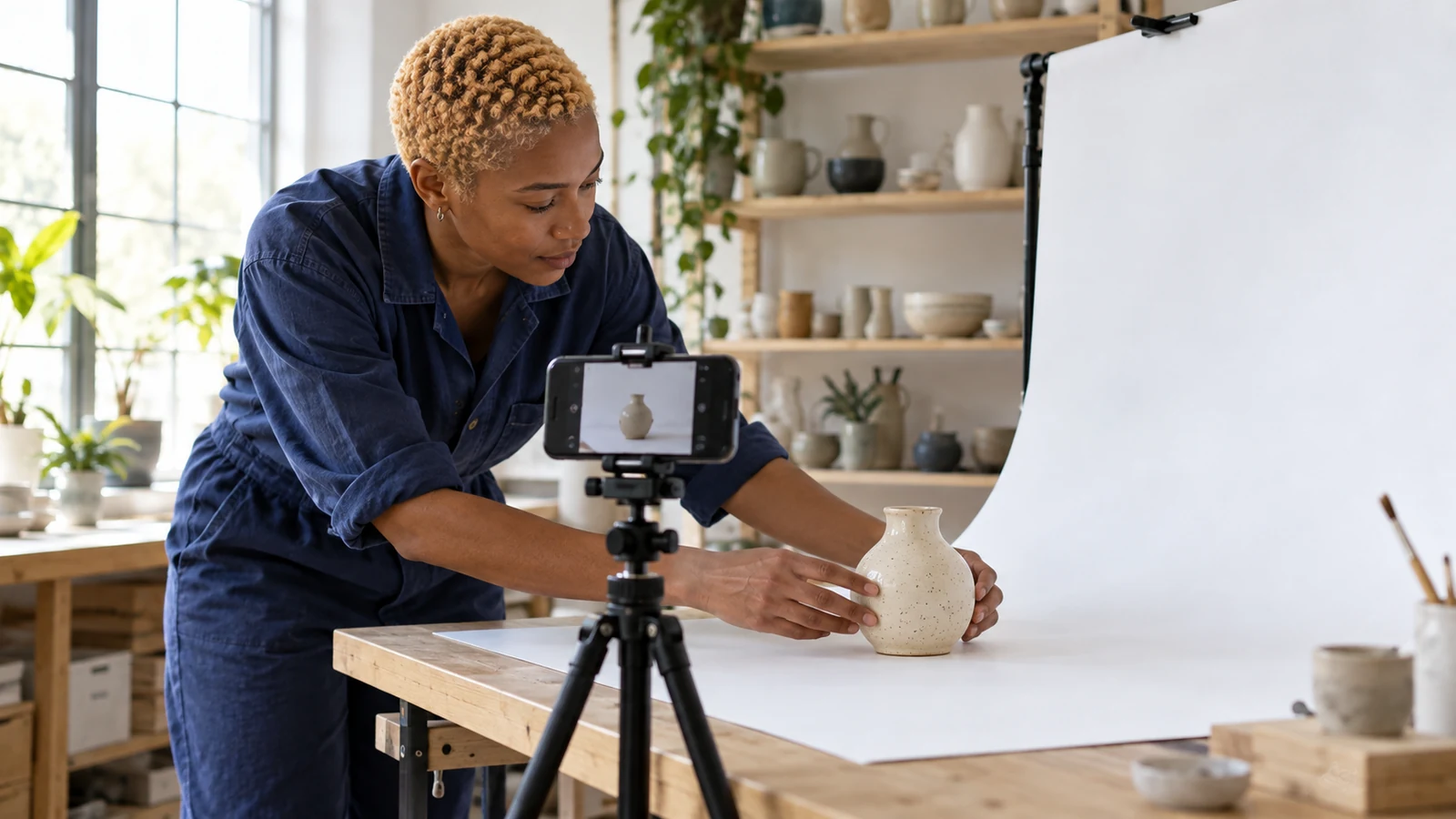 Illustration : Photographie d’un produit au smartphone sur trépied