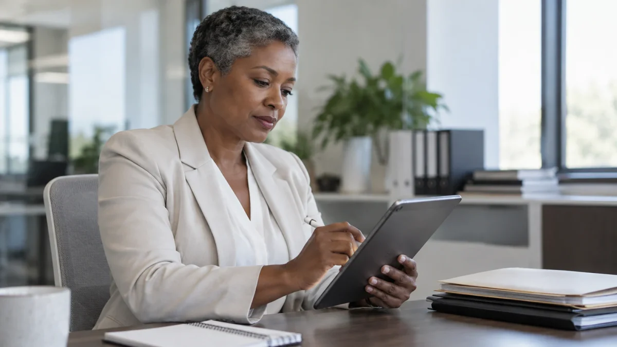 Illustration : Consultation d’un document sur une tablette