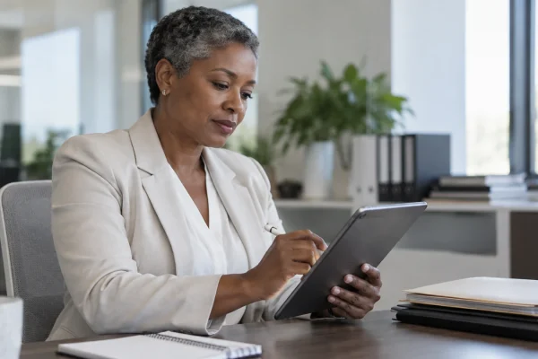 Illustration : Consultation d’un document sur une tablette