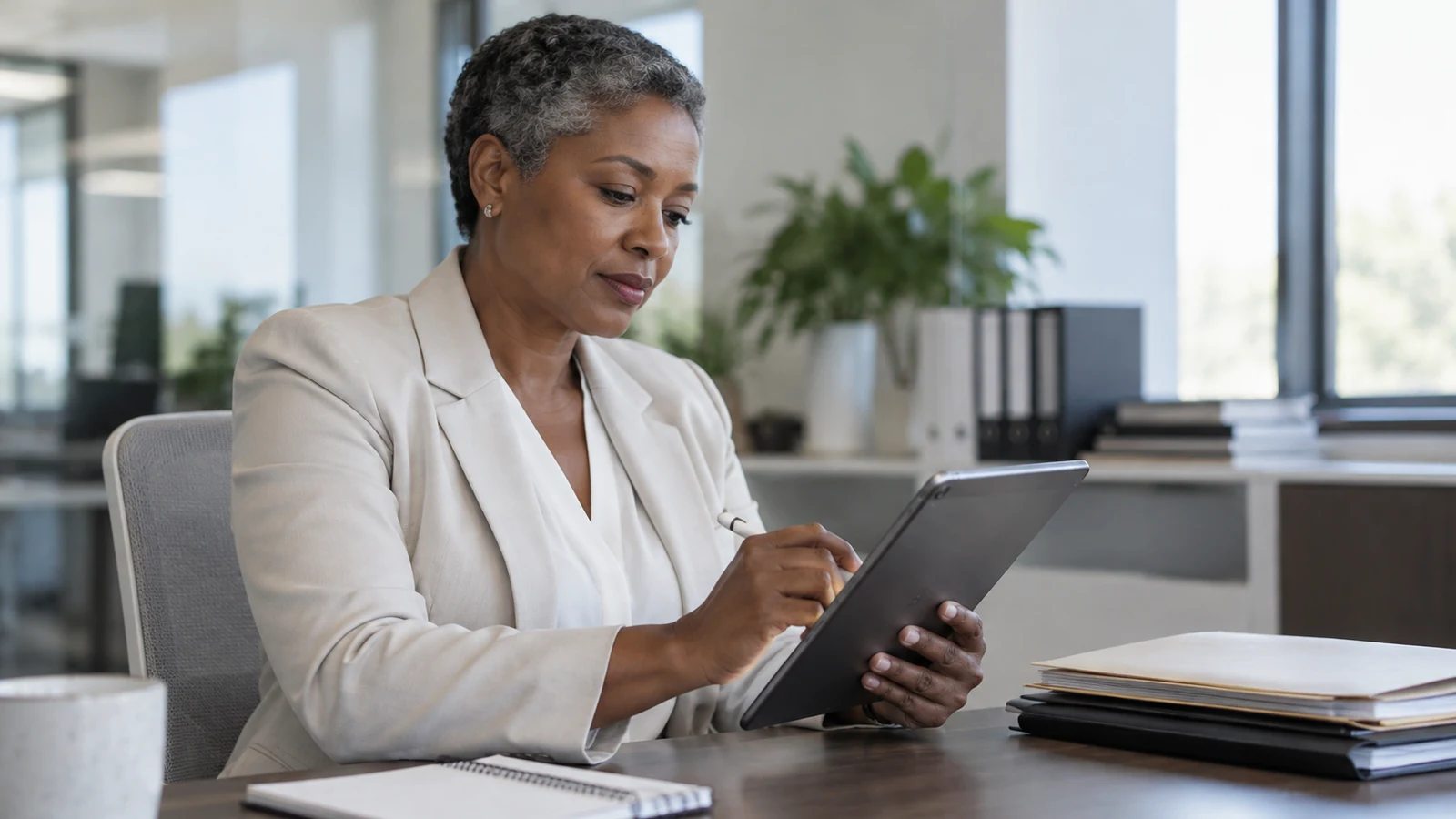 Illustration : Consultation d’un document sur une tablette