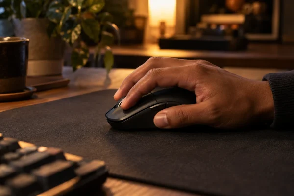 Illustration : Souris informatique sur un tapis de bureau