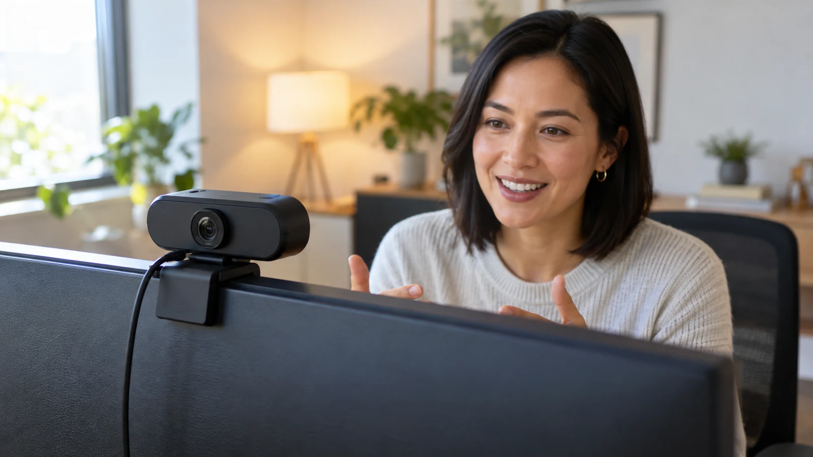 Illustration : Webcam externe installée sur un écran